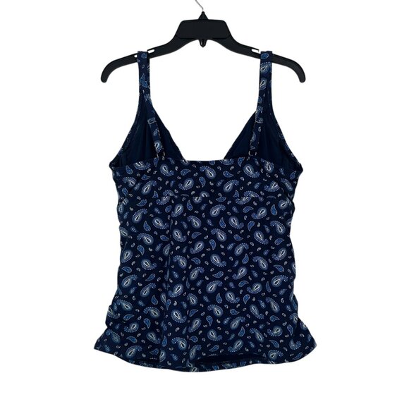 Lands End Women Paisley Print Ruched Side Tankini Top Unpadded Built-In Bra SZ16 - Picture 9 of 11